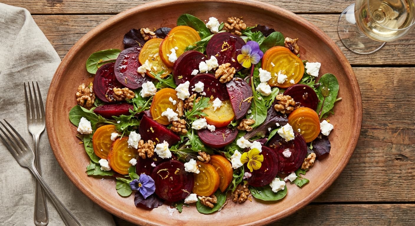 Earthy Beet Salad with Goat Cheese & Toasted Walnuts (Vegetarian + Dairy Free Options)